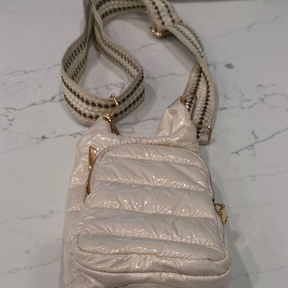 Chic Cream Puffer Crossbody Bag